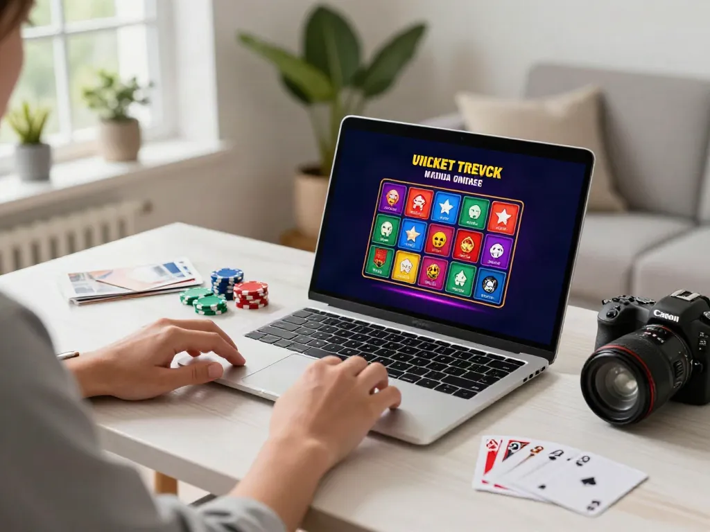 Engaging scene of non gamstop casinos UK gaming at home workspace.