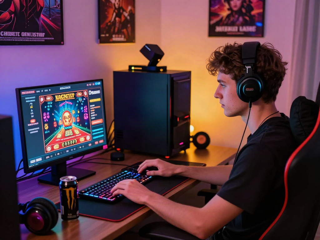 Online gaming setup showcasing non Gamstop casinos UK gaming interface with vibrant decor and cozy atmosphere.