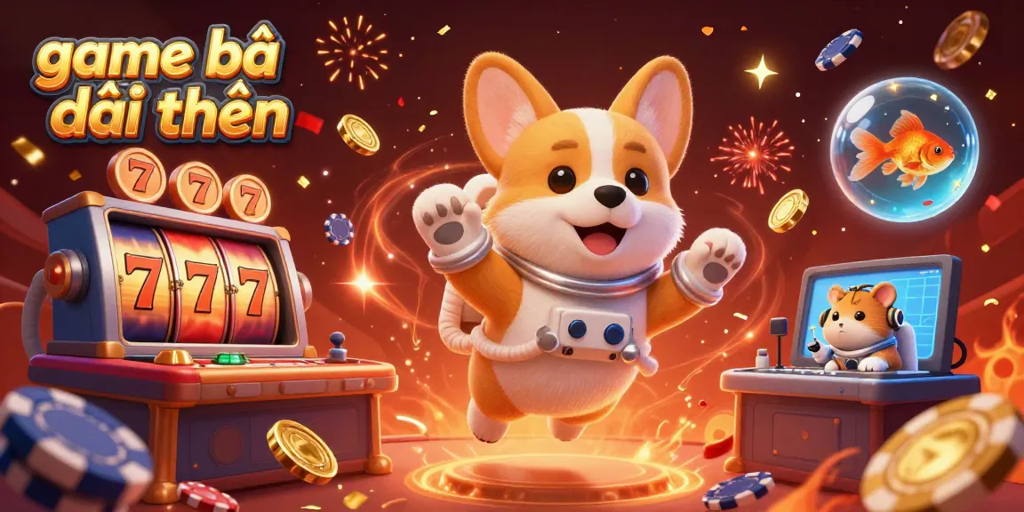 Engage in game bài đổi thưởng with floating poker chips and slot reels in a vibrant casino scene.