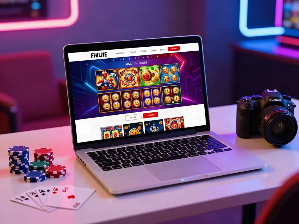 Engaging online gambling environment featuring non gamstop casinos uk on a laptop with poker chips.
