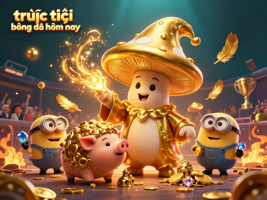 Experience live betting action with "trực tiếp bóng đá hôm nay" in a vibrant 3D animated sports scene.