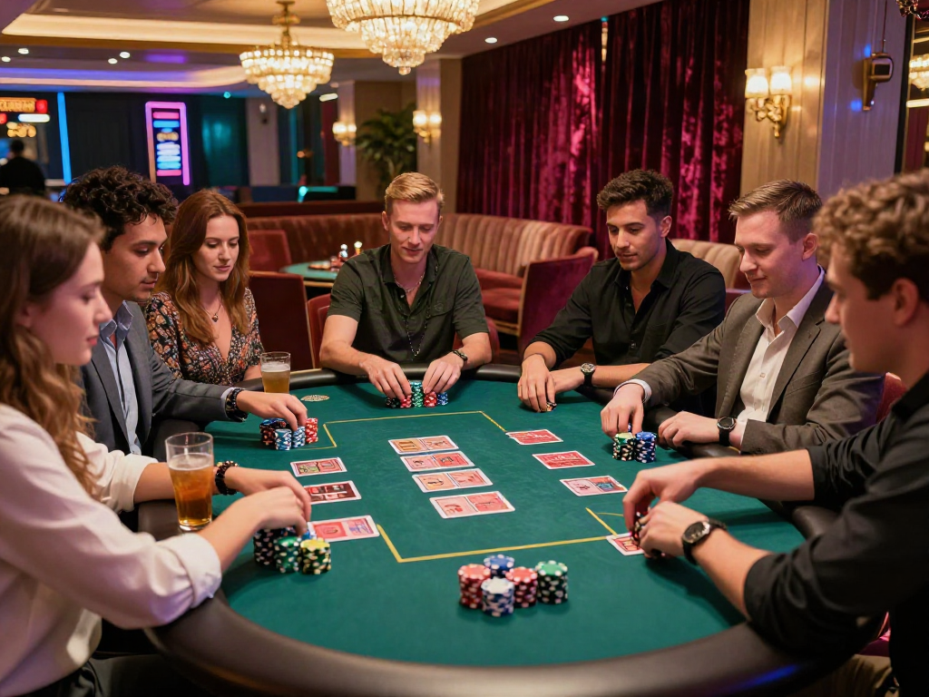 Exciting casino lounge setting showcasing non gamstop casinos UK with diverse friends enjoying gaming.