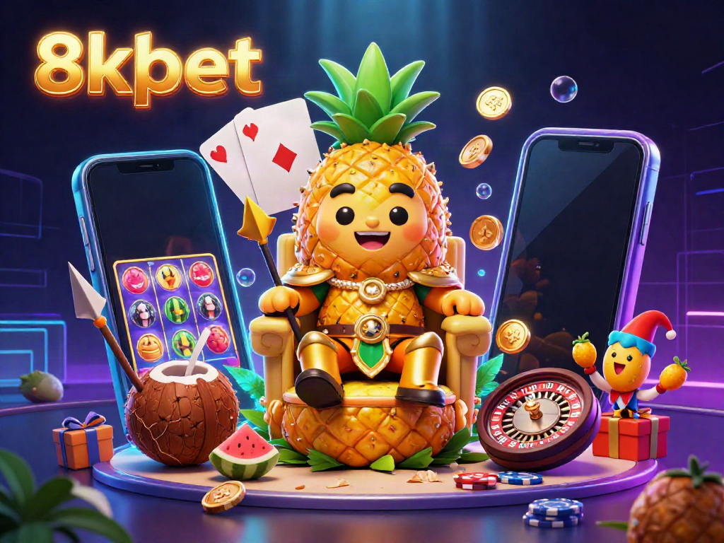 Experience thrilling gameplay with 8xbet featuring a vibrant casino scene with the golden pineapple king.