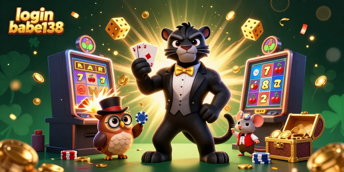 Gambarkan login babe138 dengan panther bergaya 3D, burung hantu dan mouse yang beruntung saat bermain kasino.