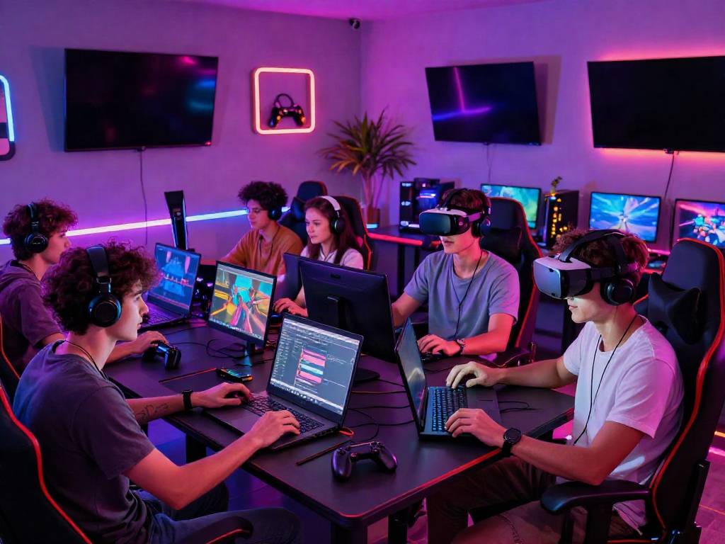 Exciting scene of friends enjoying non gamstop casinos uk in a vibrant gaming lounge.