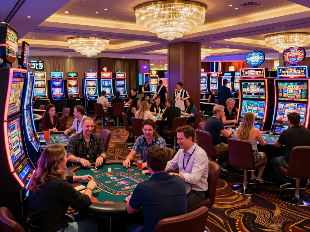 Exciting atmosphere at non gamstop casinos UK with players enjoying various games.