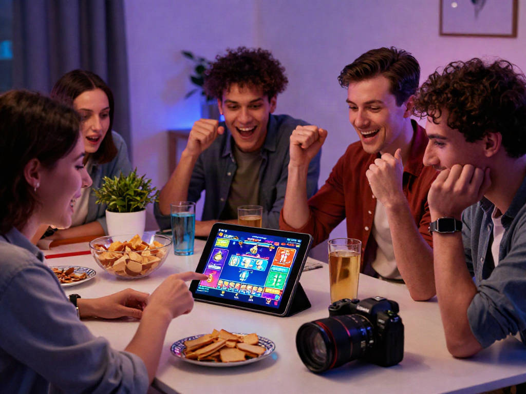 Friends enjoying gaming at non GamStop casinos UK in a lively setting.