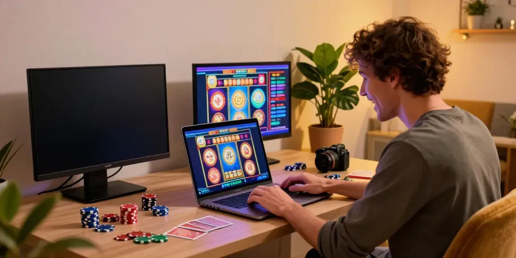 Exciting online gaming atmosphere showcasing non gamstop casinos uk with engaging slot game graphics.
