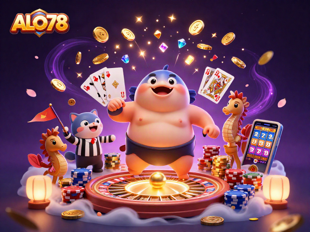 Experience thrilling gameplay and vibrant wins at ALO78 with a dynamic underwater casino scene featuring slot machine excitement.