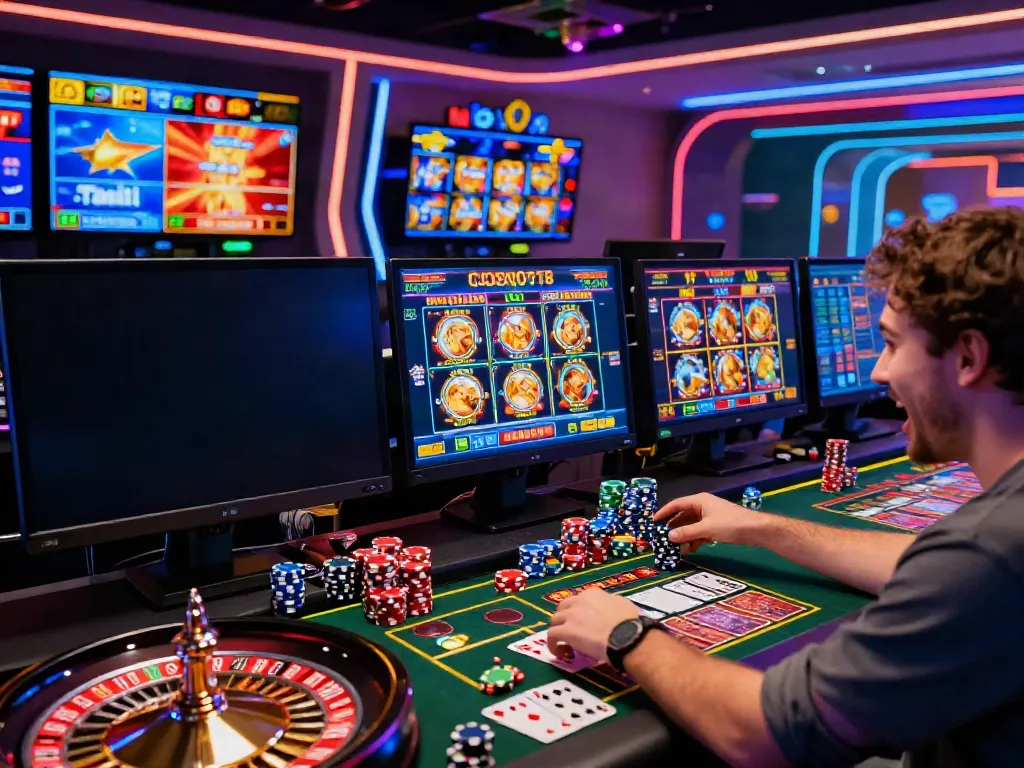 Player engaging with non GamStop casinos UK games, highlighting fast payouts and excitement