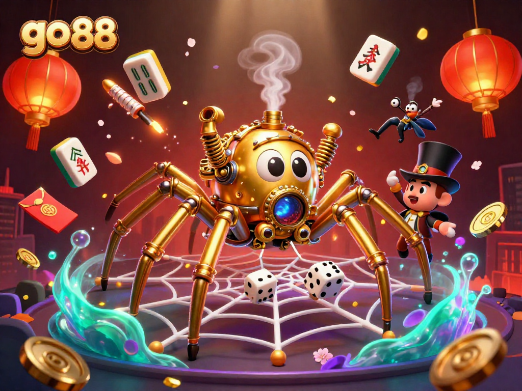 Experience thrilling gaming at go 88 with a colorful steampunk casino scene filled with lucky elements.