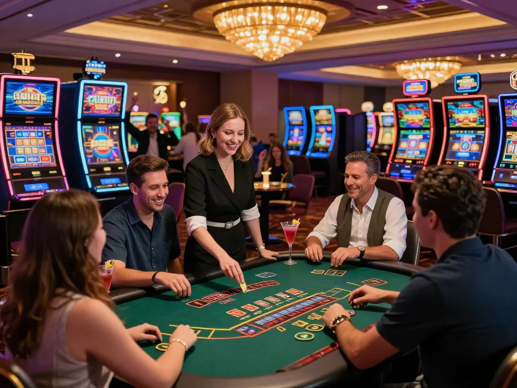 Players enjoying games at non GamStop casinos UK, showcasing lively atmosphere and excitement.