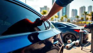 Apply auto window tint near me for a sleek, professional look on vehicles.