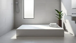 Luxurious shower base showcased in a modern bathroom setting with elegant design features.