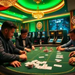 Players enjoying high-stakes poker at nhà cái go8, with dynamic chips and cards in play.