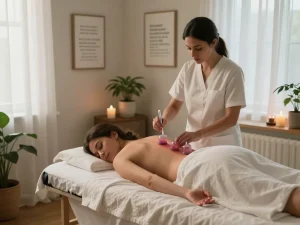 Hijama course London session with practitioner preparing for therapy in a tranquil setting.