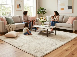 Affordable carpets London featured in a cozy living room with family enjoying warm atmosphere.