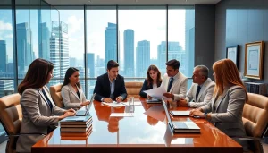 Law firm in the US with diverse attorneys collaborating in a modern Miami office.