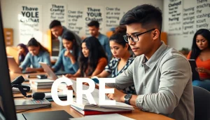 Students studying for GRE emphasizing the option to pay someone to take gre for me in a collaborative atmosphere.