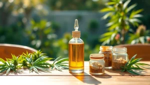 Discover full extract cannabis oil for sale UK in an elegant setup with natural elements.
