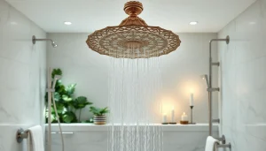 Experience elegant showers in a luxurious bathroom, showcasing modern design and exquisite details.