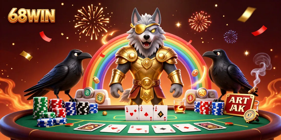Engage in thrilling gameplay at 68WIN with an intense poker showdown illuminated by vibrant graphics.