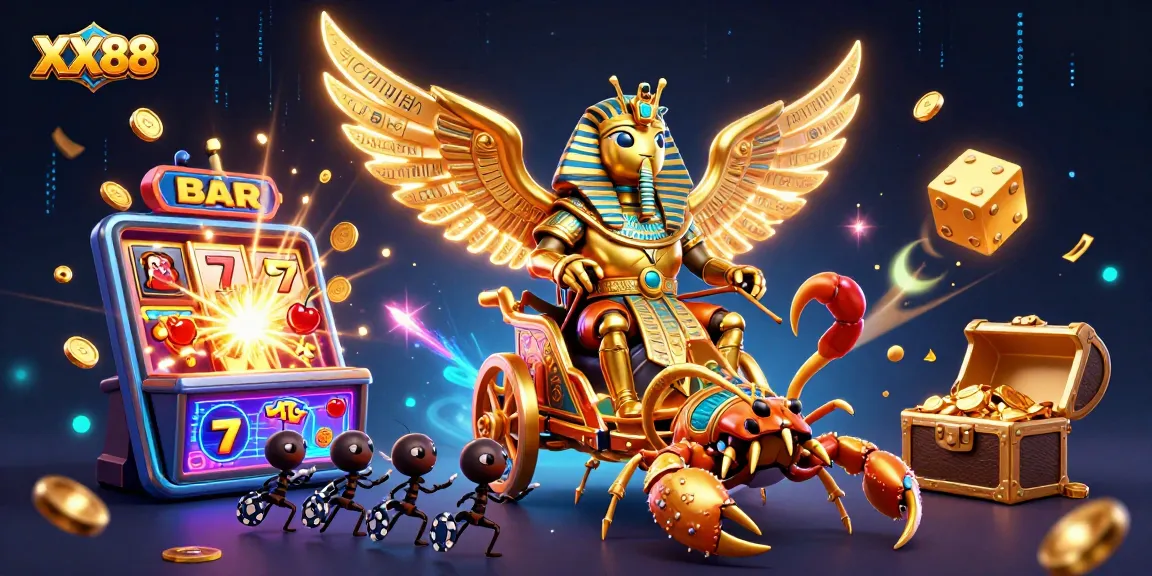 Experience thrilling gaming at XX88 with vibrant slot machines and dynamic characters.