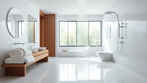 Revitalize your space with elegant showers featuring a modern design and natural lighting.