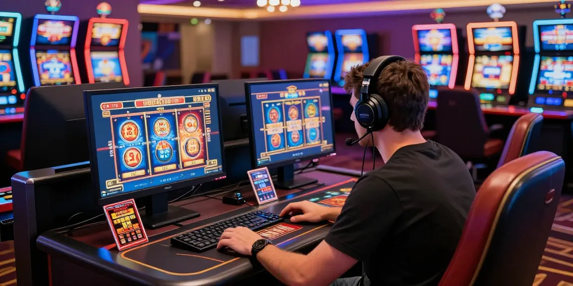 Player enjoying an immersive gaming experience at credit card casinos with vibrant slot games and LED lights.