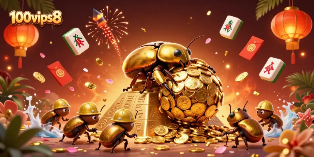 Engage with thrilling visuals at 100vips8, showcasing a vibrant casino experience in dynamic 3D illustration.